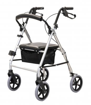 Rollator 4 roues pliable GCARE EASY en aluminium gris clair